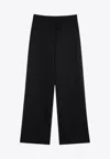 Valentino Black Wool Wide Trousers In Black