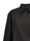 Valentino Garavani Wool-mohair-silk Button-front Shirt For Women In Black