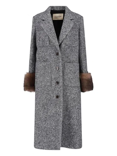 Valentino Wool-blend Coat In Gray