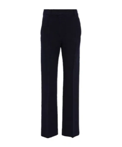 Valentino Wool-blend Tweed Straight Pants In Blue