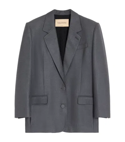 Valentino Wool-silk Blazer In Gray