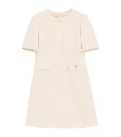 Valentino Wool-silk Crepe Mini Dress In Neutral