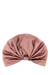 Valentino Wrap-around Silk Turban With Voluminous Effect In Beige And Gold In Beige
