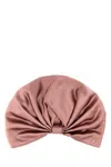 Valentino Wrap-around Silk Turban With Voluminous Effect In Beige And Gold