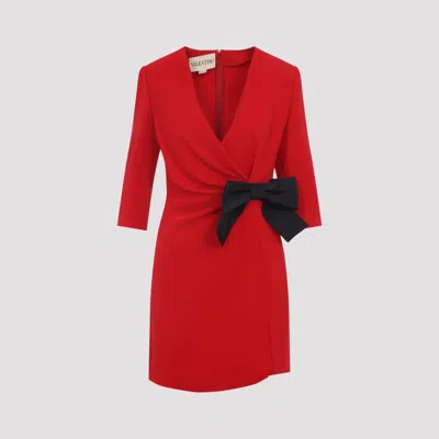 Valentino Wrap Mini Dress With Bow Embellishment In Red