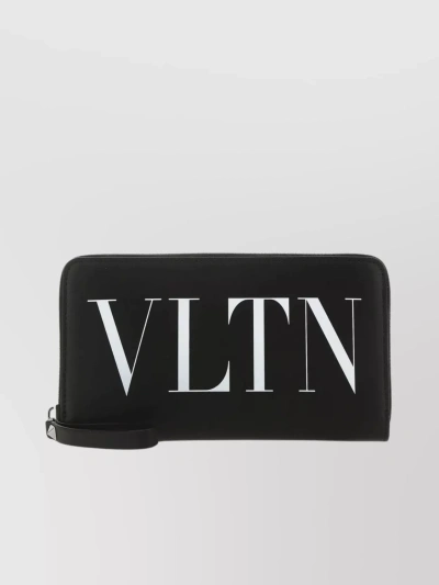 Valentino Garavani Wrist Strap Leather Wallet In Black