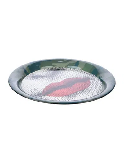 Pre-owned Valentino X Fornasetti Tema E Variazioni Bocca Camo Tray In Green/white