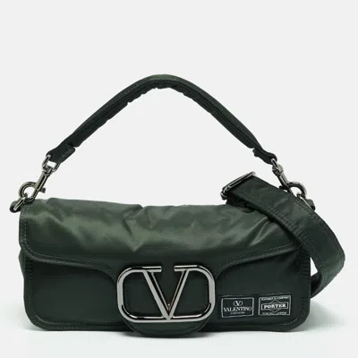 Pre-owned Valentino Garavani X Porter Dark Green Nylon Loco Shoulder Bag