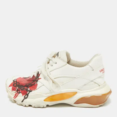 Pre-owned Valentino Garavani X Undercover White Leather Chain Rose Print Bounce Sneakers Size 36