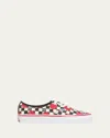 Valentino Garavani And Vans Low-top Trainer In Fabric With Vlogo Checkerboard Print And Polka Dot De In Red