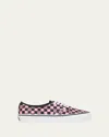 Valentino Garavani And Vans Low-top Trainer In Fabric With Vlogo Checkerboard Print In Pink