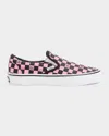 Valentino Garavani  Garavani And Vans Fabric Slip-on Trainer With Vlogo Checkerboard Print In Pink