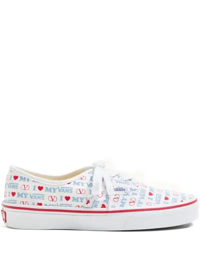Valentino Garavani X Vans Love-print Low-top Sneakers In White