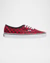 Valentino X Vans Men's Tess St Vlogo Check Canvas Low-top Sneakers In Red