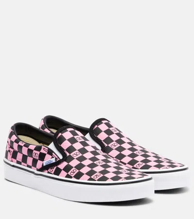 Valentino Garavani And Vans Fabric Slip-on Trainer With Vlogo Checkerboard Print In Pink