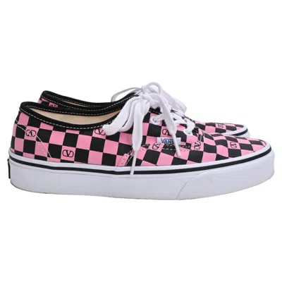 Pre-owned Valentino Garavani X Vans Vlogo Checkerboard-print In Pink Canvas