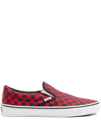 Valentino Garavani And Vans Fabric Slip-on Trainer With Vlogo Checkerboard Print In Multi