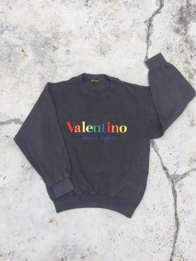 Pre-owned Valentino X Vintage Vtg Sunfaded Daniel Valentino Multicolor Logo Spellout In Faded Black