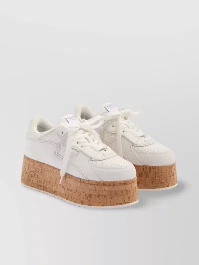 VALENTINO GARAVANI XL LEATHER SNEAKERS WITH CORK PLATFORM SOLE