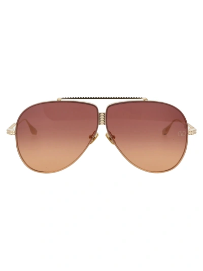 Valentino Xvi Sunglasses In Light Gold W/ Violet To Orange