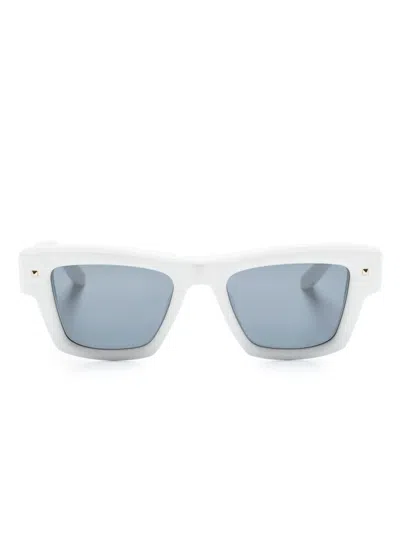 Valentino Garavani Sonnenbrille Mit Eckigem Gestell In Weiss