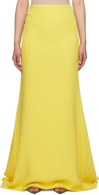 Valentino Yellow Flared Maxi Skirt In Mus Tuscan Sun