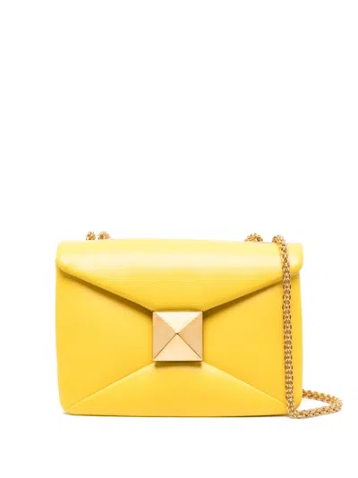 Valentino Garavani One Stud Leather Crossbody Bag In Yellow