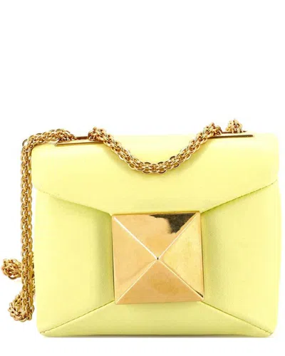 Valentino Garavani Valentino Yellow Sheep Leather One Stud Chain Flap Bag Micro (authentic Pre-  Loved)