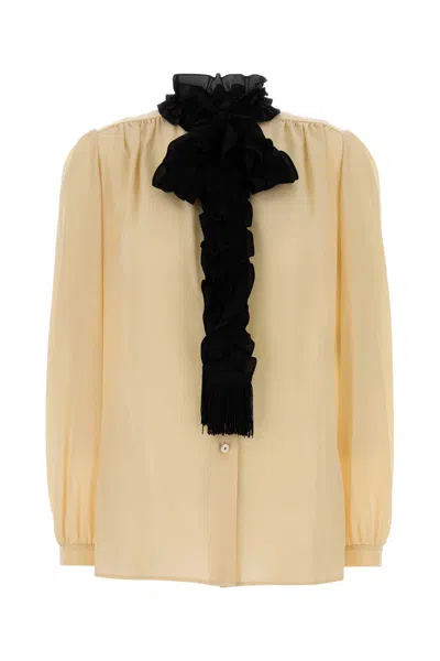 Valentino Yellow Silk Shirt In Nude
