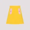 Valentino Contrast Seamed Short Wool Skirt In Yellow