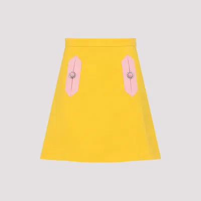 VALENTINO YELLOW VIRGIN WOOL SKIRT