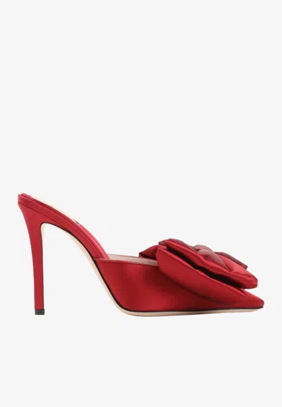 Valentino Garavani Yolande 100 Bow Satin Mules In Red