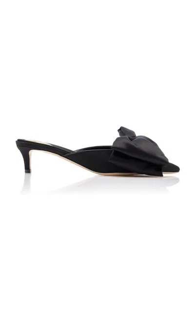 Valentino Garavani Yolande Bow-detailed Satin Mules In Black
