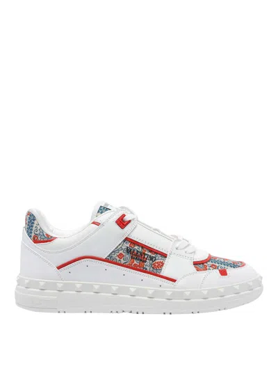 Valentino Garavani Leather Freedots Sneakers Panels Patterned In White
