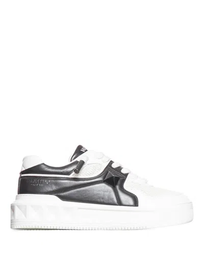 Valentino Garavani One Stud Leather Sneakers In White