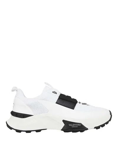 Valentino Garavani Two-tone Fabric And Mesh True Act Sneakers In White