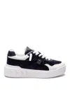 Valentino One Stud Xl Low-top Sneaker In Nappa Leather And Jacquard Toile Iconographe Technical Fabric In White