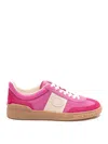Valentino Upvillage Embossed Leather-trimmed Paneled Suede Sneakers In Fuchsia