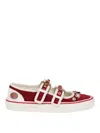 Valentino Burgundy And White Leather Sneakers In Multi