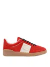 Valentino Garavani Upvillage Low Top Trainer In Split Leather And Calfskin Nappa Leather In Rojo