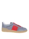 Valentino Garavani Men Upvillage Low Top Sneaker In Split Leather And Calfskin Nappa Leather In Rojo Claro