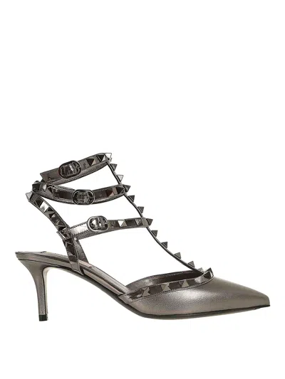 Valentino Garavani Rockstud 65 Leather Pumps In Gris