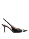 Valentino Garavani Leather Slingback With Patent Leather Toe In Negro
