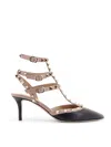 Valentino Rockstud Pumps With Gold-tone Studded Strap In Black