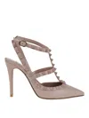 Valentino Garavani Rockstud Ankle Strap Pointed Toe Pump In Pink