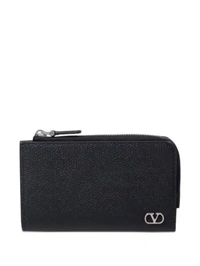 Valentino Garavani Black Vlogo Signature Compact Wallet