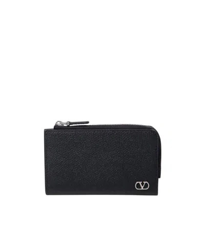 Valentino Garavani Zip-around Logo Cardholder In Black
