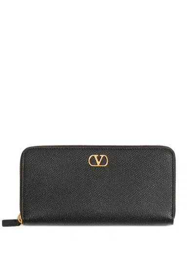 Valentino Garavani Valentino Zip Around Wallet  Vlogo Signature In Nero