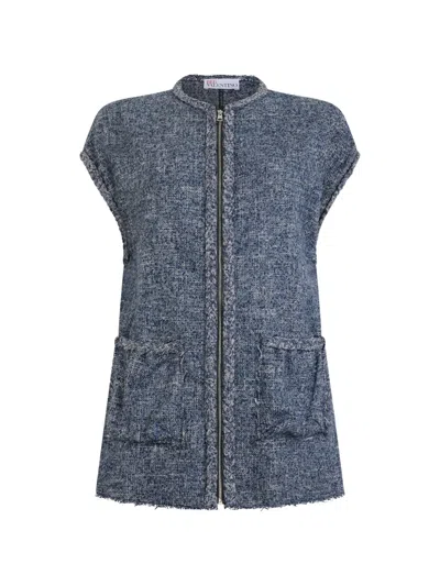 Valentino Zip Braided Vest In Blue