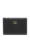 Valentino Zip-fastening Logo-plaque Wallet In Black